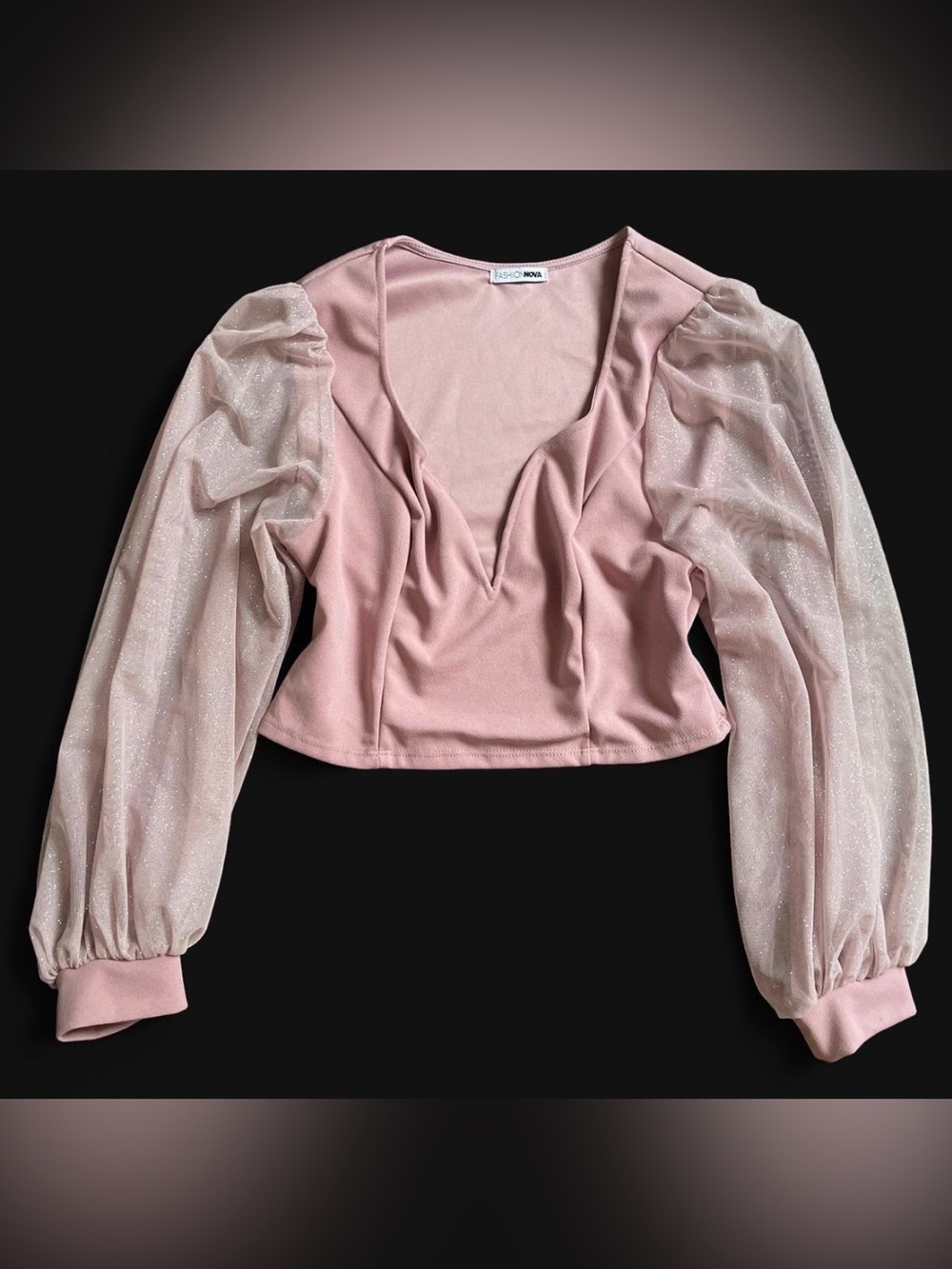 Rosey midtone glittery pink blouse